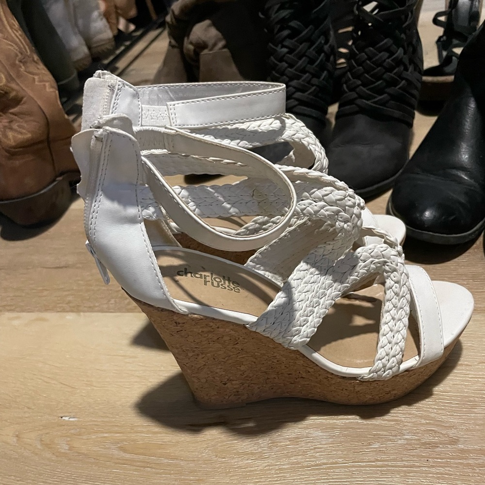 White sandal wedges